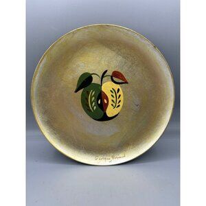 Vtg Georges Briard‎ Decorative Plate Hand Painted Fruit Design Signed Metal Gold